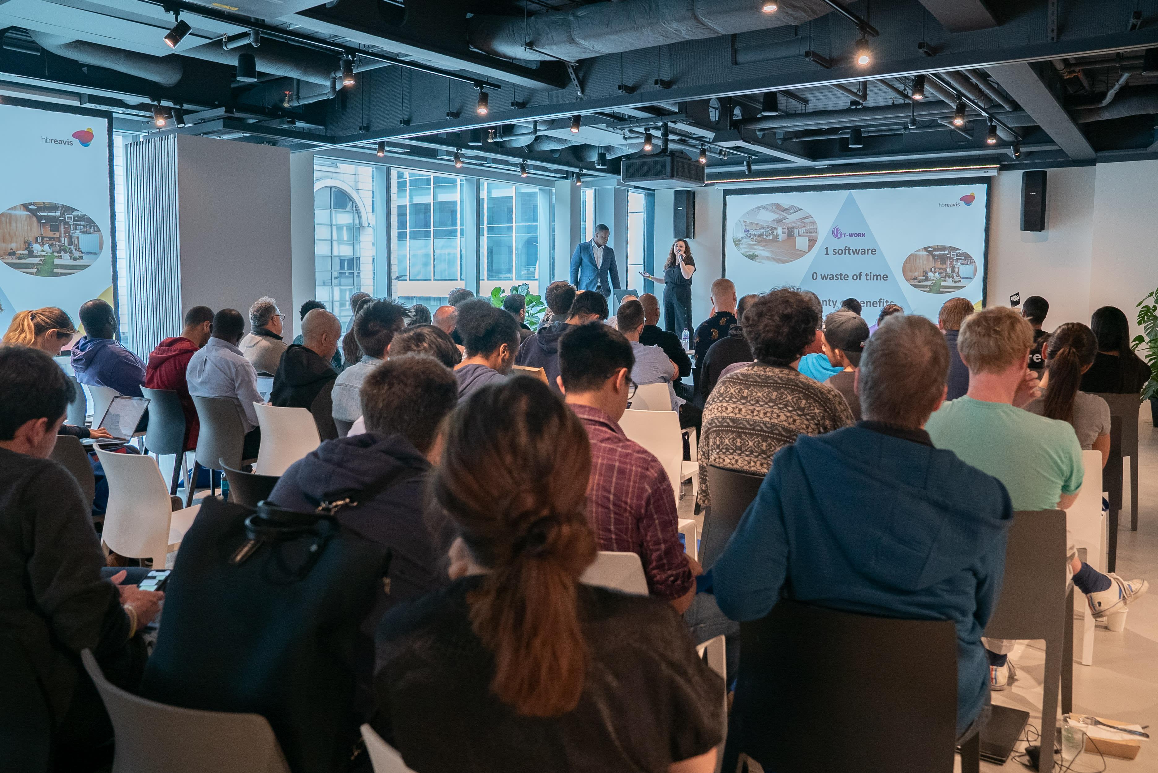 Hack Coworking London 2019 — teams collaborating on coworking technology prototypes